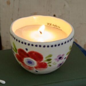 NEW in box - Natural Life secret message floral Ceramic Candle
